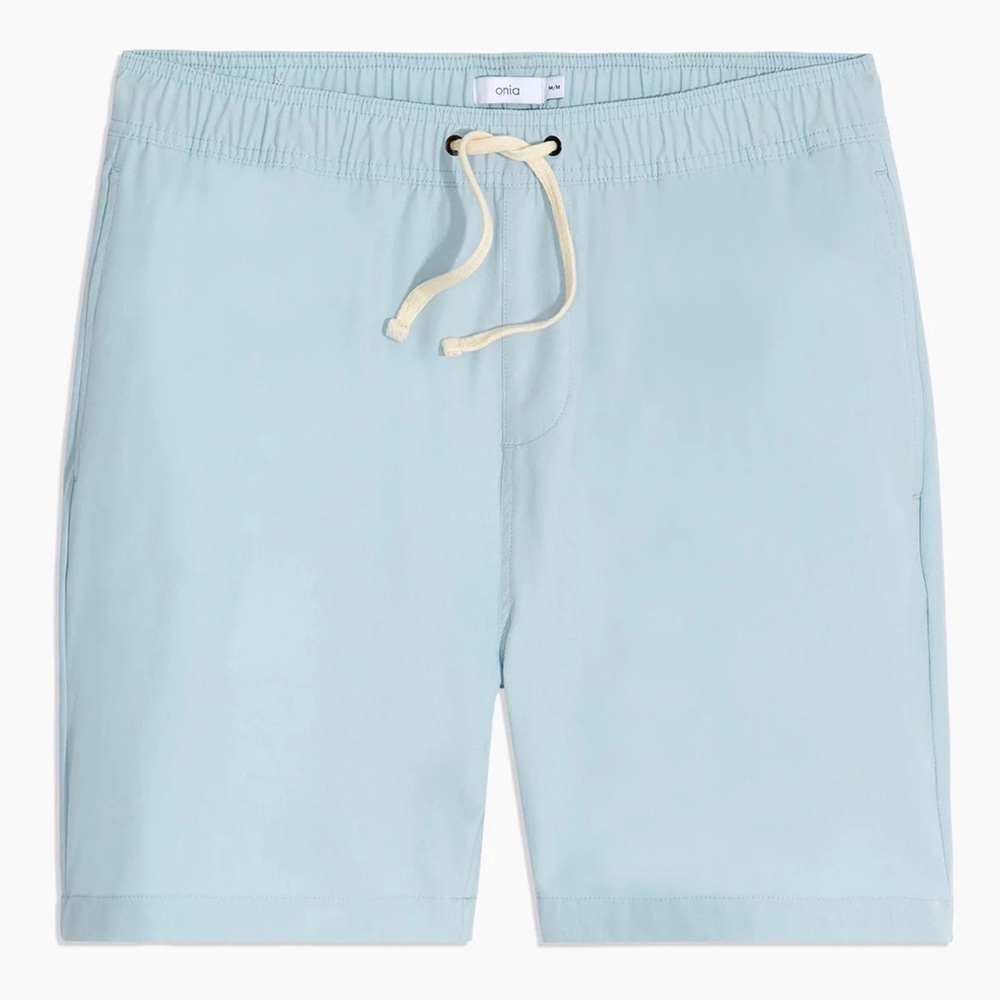 Onia Land to Water Stretch Swim Trunk Casual Shorts in Light Blue Sand Size XL